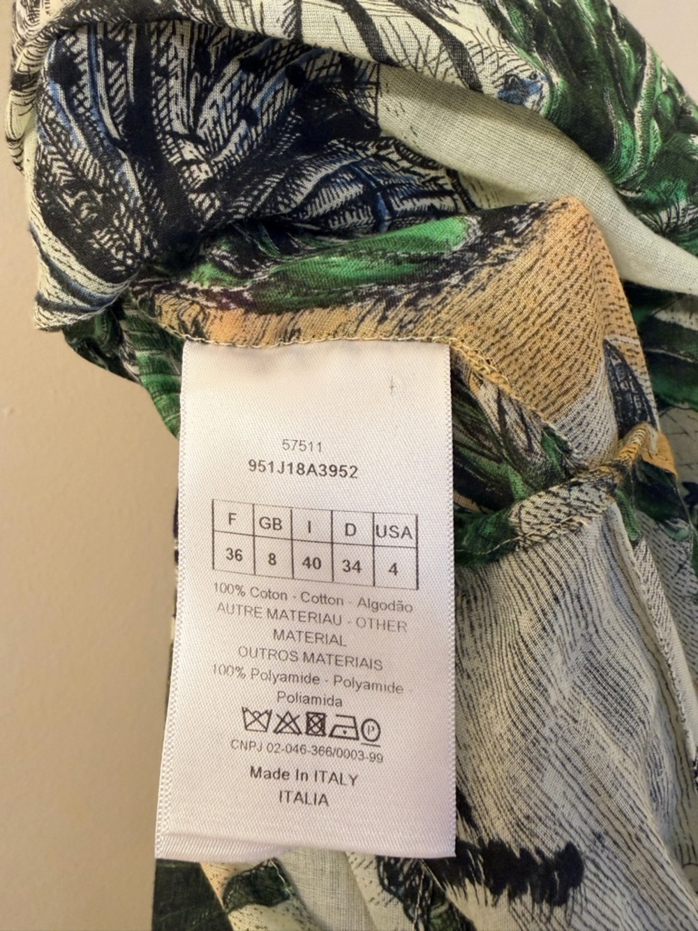 Dior Green and Black Tropical Print Collared Dress - Picture 8 of 12